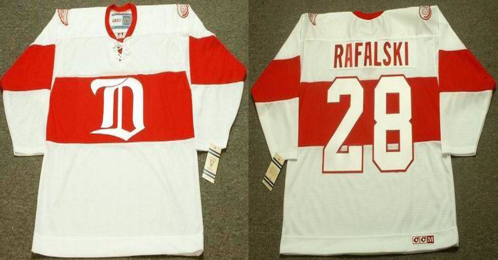 2019 Men Detroit Red Wings 28 Rafalski White CCM NHL jerseys